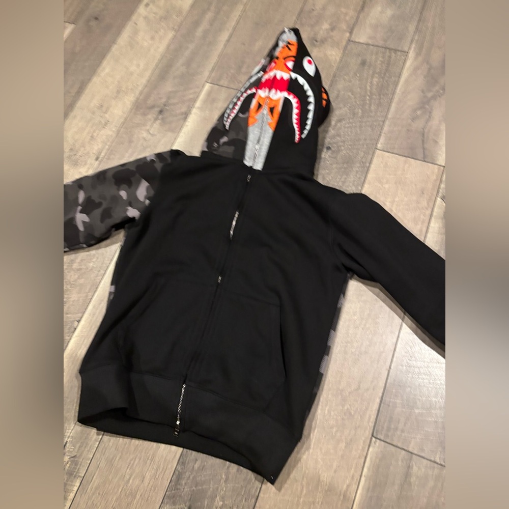 Black Grey Bape Hoodie Double hood